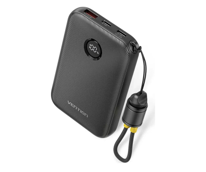 Powerbank Vention Powerbank 10000mAh 2xUSB-C,USB-A z wyświetlaczem czarny